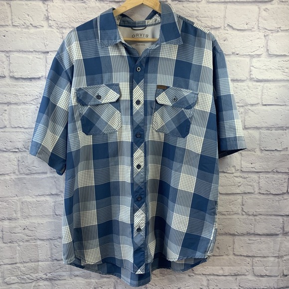 Orvis Mens XL Short Sleeve Button Up Classic Collection Blue Plaid - Picture 1 of 8